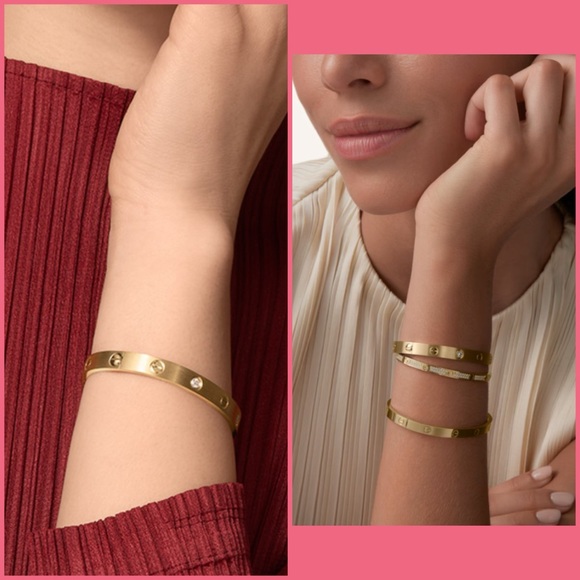 👑✅PRICE FIRM✅ Beautiful 18K yellow gold plated “LOVE bracelet” with CZ diamonds - Picture 13 of 17